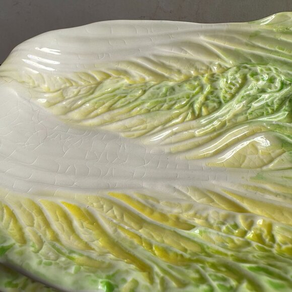 Set of 4 Cabbage Leaf Majolica Plates - Picture 6 of 9
